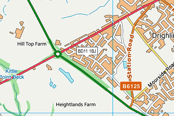 Drighlington Arlfc map (BD11 1BJ) - OS VectorMap District (Ordnance Survey)