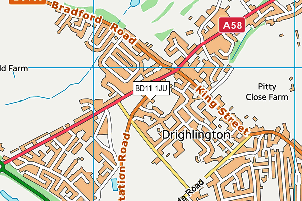 Drighlington Cricket Club map (BD11 1JU) - OS VectorMap District (Ordnance Survey)