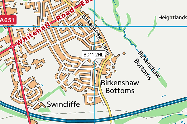 BD11 2HL map - OS VectorMap District (Ordnance Survey)