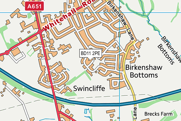 BD11 2PE map - OS VectorMap District (Ordnance Survey)