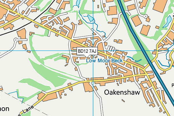 BD12 7AJ map - OS VectorMap District (Ordnance Survey)