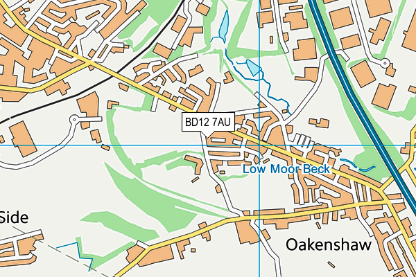 BD12 7AU map - OS VectorMap District (Ordnance Survey)