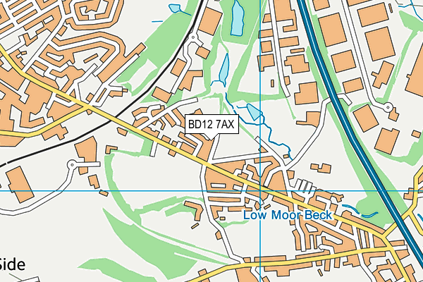 BD12 7AX map - OS VectorMap District (Ordnance Survey)