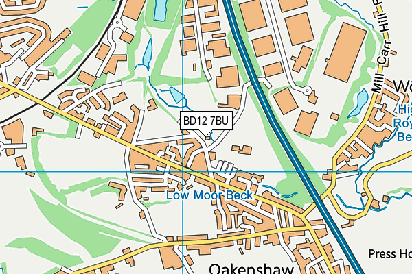 BD12 7BU map - OS VectorMap District (Ordnance Survey)