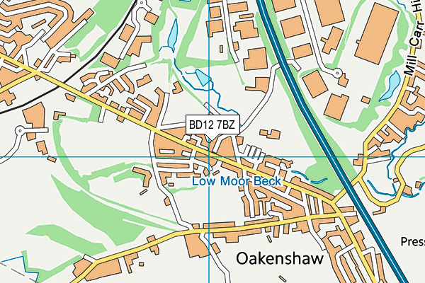 BD12 7BZ map - OS VectorMap District (Ordnance Survey)