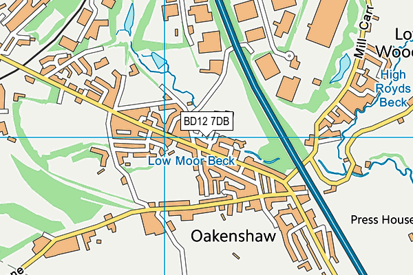BD12 7DB map - OS VectorMap District (Ordnance Survey)