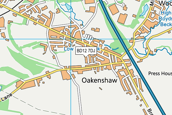 BD12 7DJ map - OS VectorMap District (Ordnance Survey)