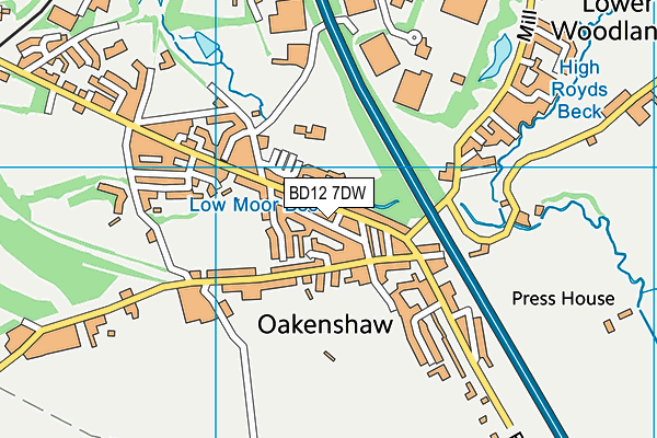 BD12 7DW map - OS VectorMap District (Ordnance Survey)