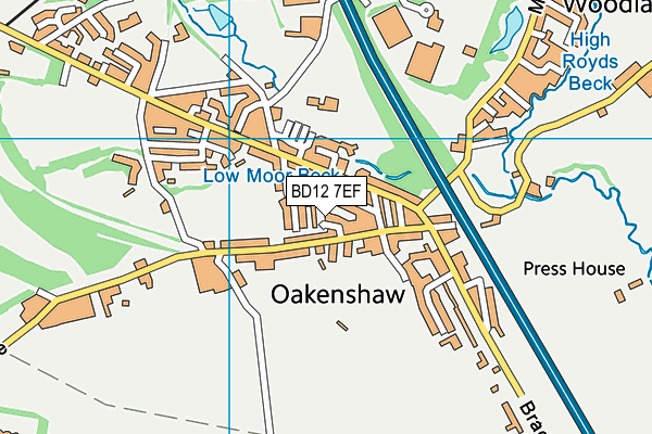 BD12 7EF map - OS VectorMap District (Ordnance Survey)