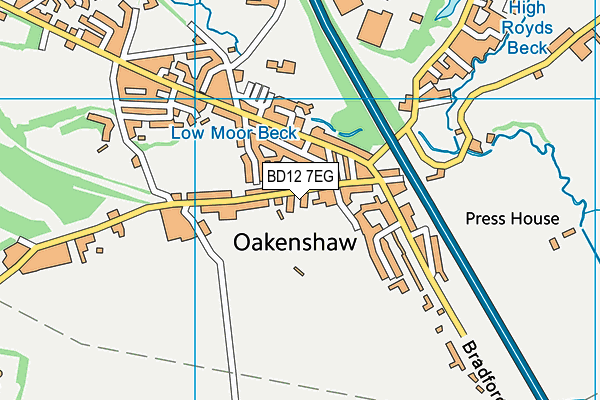 BD12 7EG map - OS VectorMap District (Ordnance Survey)