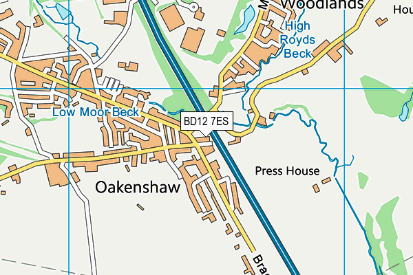 BD12 7ES map - OS VectorMap District (Ordnance Survey)