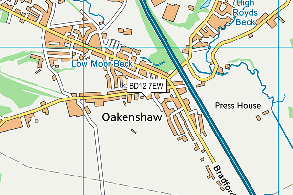 BD12 7EW map - OS VectorMap District (Ordnance Survey)