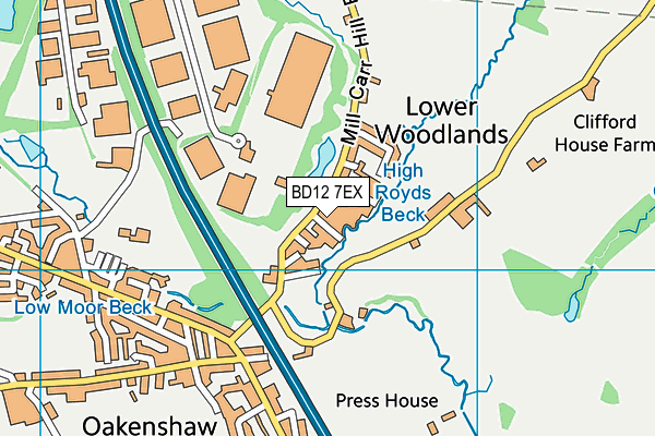 BD12 7EX map - OS VectorMap District (Ordnance Survey)