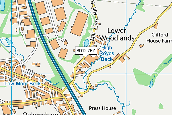 Woodlands Church of England Primary Academy map (BD12 7EZ) - OS VectorMap District (Ordnance Survey)