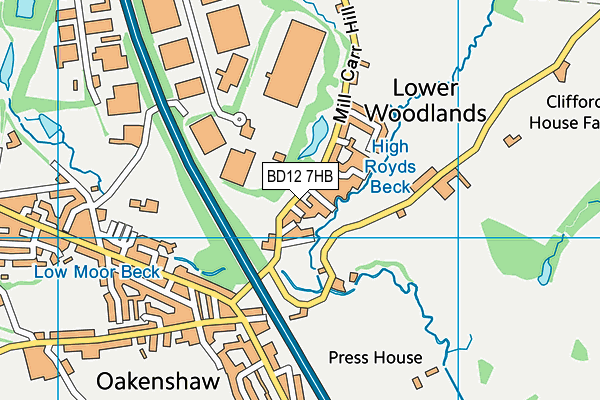 BD12 7HB map - OS VectorMap District (Ordnance Survey)