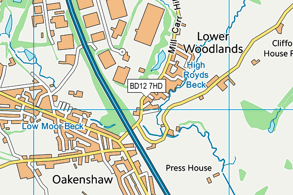 BD12 7HD map - OS VectorMap District (Ordnance Survey)