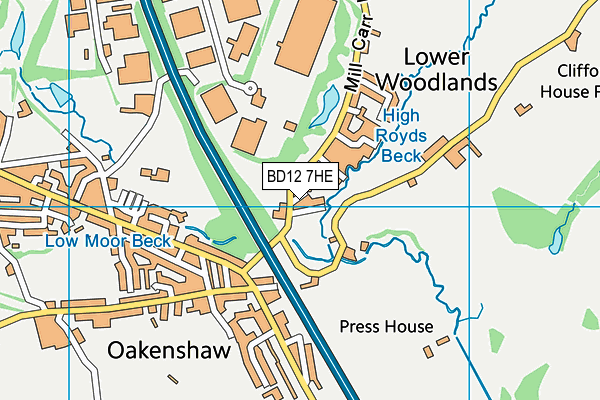 BD12 7HE map - OS VectorMap District (Ordnance Survey)