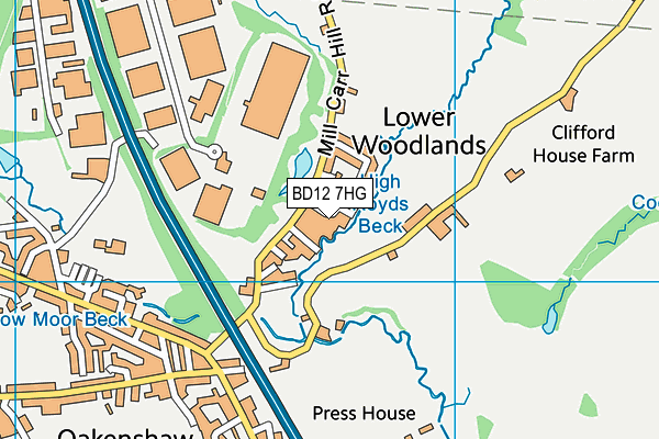 BD12 7HG map - OS VectorMap District (Ordnance Survey)