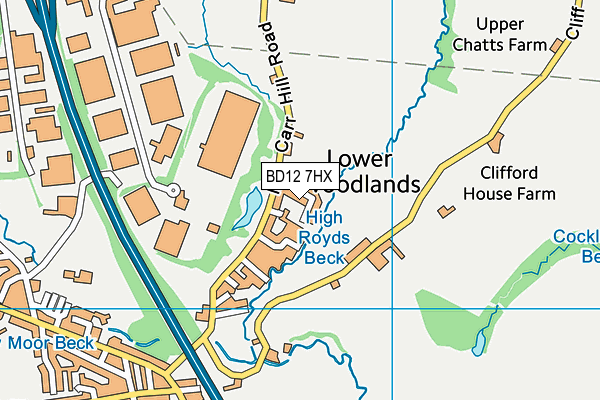 BD12 7HX map - OS VectorMap District (Ordnance Survey)