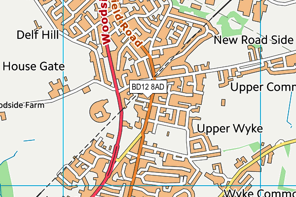 BD12 8AD map - OS VectorMap District (Ordnance Survey)