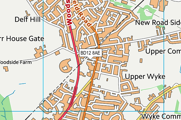 BD12 8AE map - OS VectorMap District (Ordnance Survey)