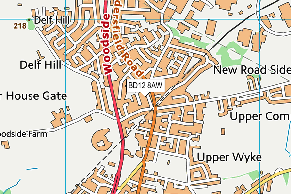 BD12 8AW map - OS VectorMap District (Ordnance Survey)