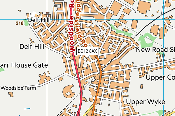 BD12 8AX map - OS VectorMap District (Ordnance Survey)