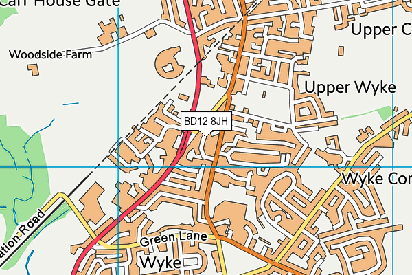 BD12 8JH map - OS VectorMap District (Ordnance Survey)