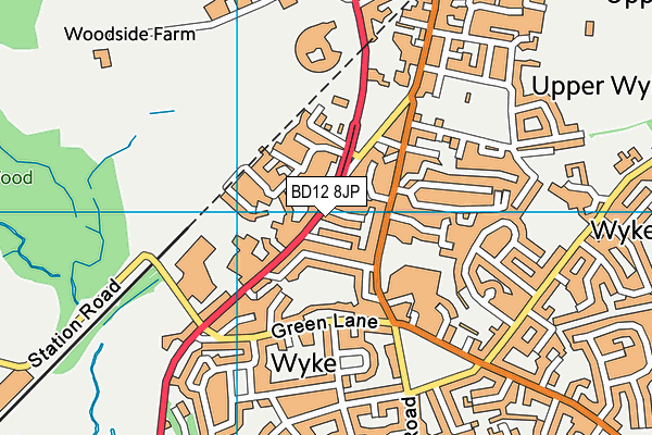 BD12 8JP map - OS VectorMap District (Ordnance Survey)