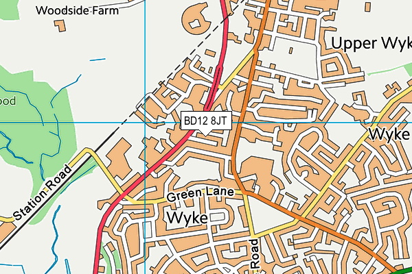 BD12 8JT map - OS VectorMap District (Ordnance Survey)