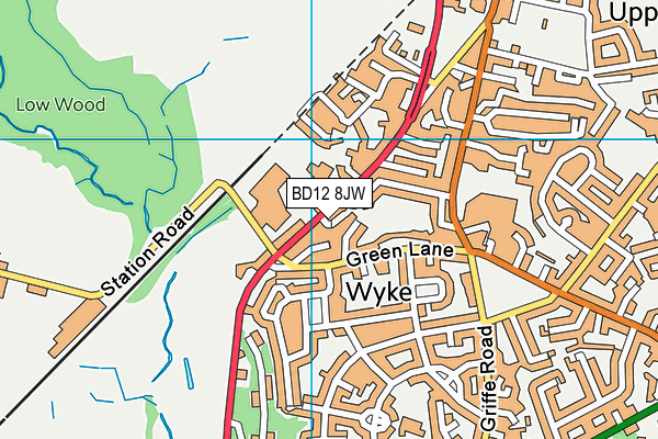 BD12 8JW map - OS VectorMap District (Ordnance Survey)