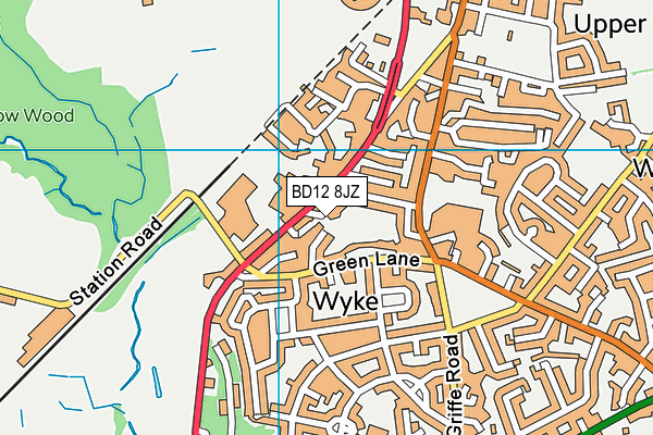 BD12 8JZ map - OS VectorMap District (Ordnance Survey)
