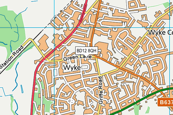 BD12 8QH map - OS VectorMap District (Ordnance Survey)