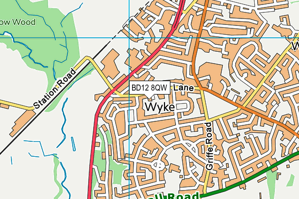 BD12 8QW map - OS VectorMap District (Ordnance Survey)