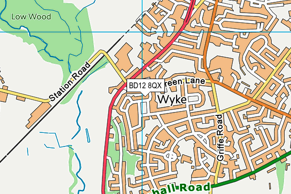 BD12 8QX map - OS VectorMap District (Ordnance Survey)