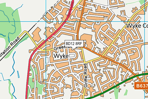 BD12 8RF map - OS VectorMap District (Ordnance Survey)