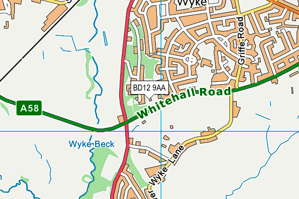 BD12 9AA map - OS VectorMap District (Ordnance Survey)