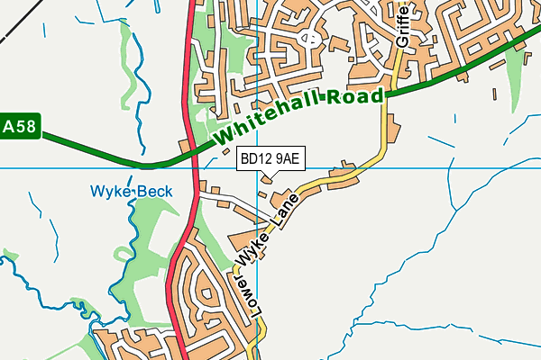BD12 9AE map - OS VectorMap District (Ordnance Survey)