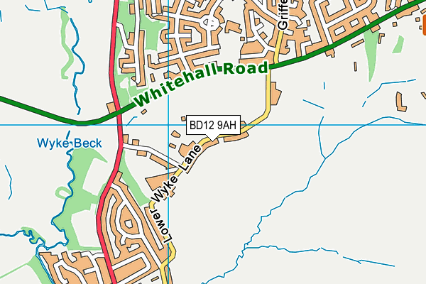 BD12 9AH map - OS VectorMap District (Ordnance Survey)