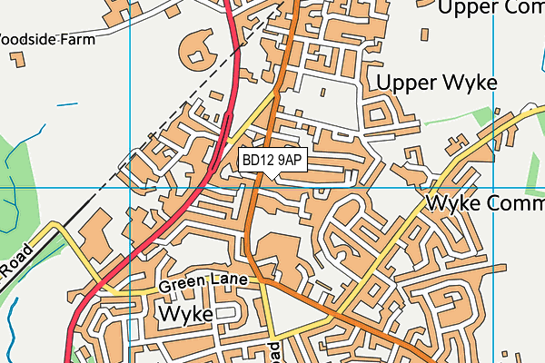 BD12 9AP map - OS VectorMap District (Ordnance Survey)