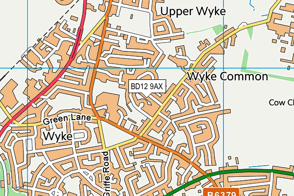 BD12 9AX map - OS VectorMap District (Ordnance Survey)