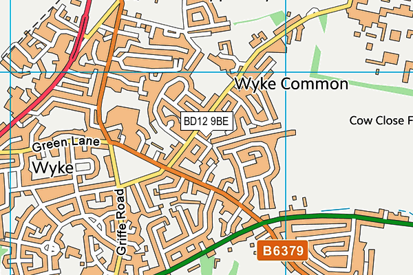 BD12 9BE map - OS VectorMap District (Ordnance Survey)