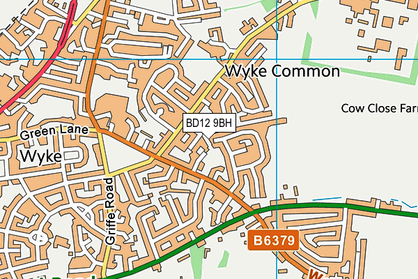 BD12 9BH map - OS VectorMap District (Ordnance Survey)