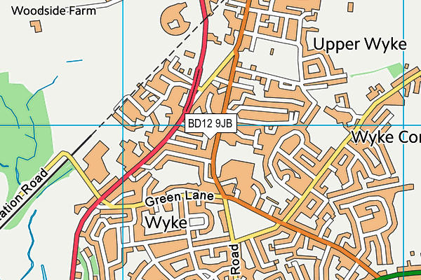 BD12 9JB map - OS VectorMap District (Ordnance Survey)