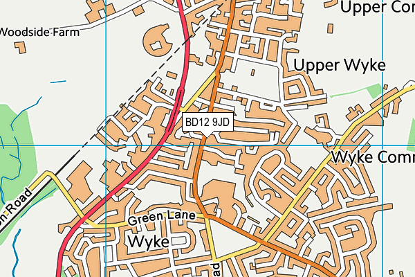 BD12 9JD map - OS VectorMap District (Ordnance Survey)