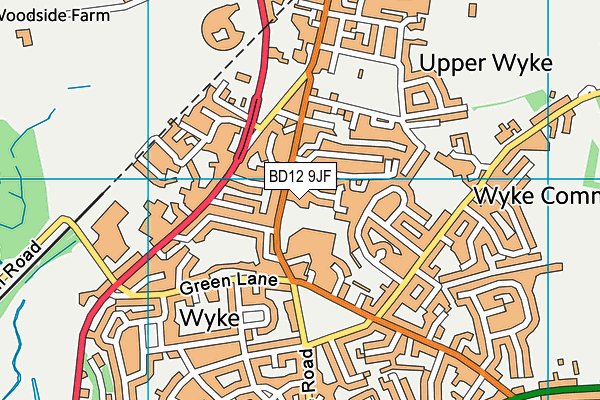 BD12 9JF map - OS VectorMap District (Ordnance Survey)