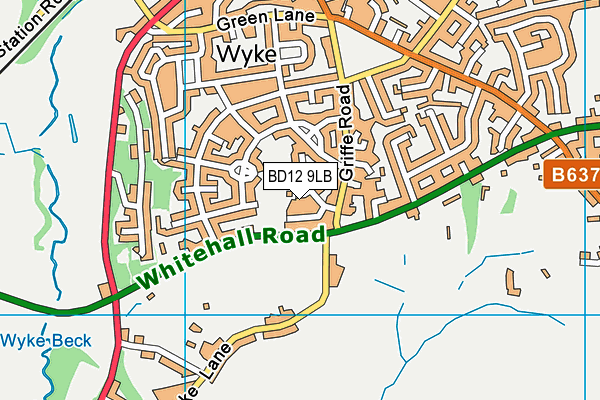 BD12 9LB map - OS VectorMap District (Ordnance Survey)