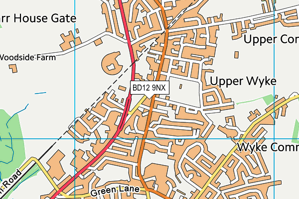 BD12 9NX map - OS VectorMap District (Ordnance Survey)