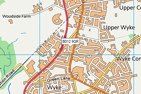 BD12 9QR map - OS VectorMap District (Ordnance Survey)