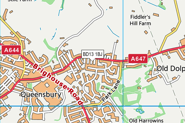 BD13 1BJ map - OS VectorMap District (Ordnance Survey)